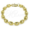 Pulsera Elegante 04.213.0313.07 Oro Laminado, Diseño de Puff Mariner, Pulido, Tono Dorado (Grosor 08.6 MM, 8 Pulgadas de Largo)
