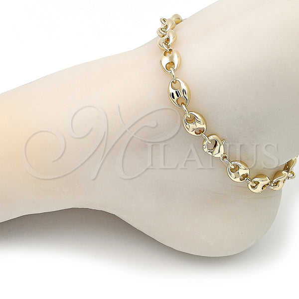 Pulsera Elegante 04.213.0313.10 Oro Laminado, Diseño de Puff Mariner, Pulido, Tono Dorado (Grosor 09 MM, 10 Pulgadas de Largo)