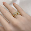 Anillo Multi Piedra 01.341.0137 Oro Laminado, Diseño de Mama, con Blanca Micro Pave, Pulido, Tono Dorado (One size fits all)