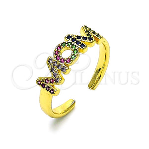 Anillo Multi Piedra 01.341.0138 Oro Laminado, Diseño de Mama, con Multicolor Micro Pave, Pulido, Tono Dorado (One size fits all)