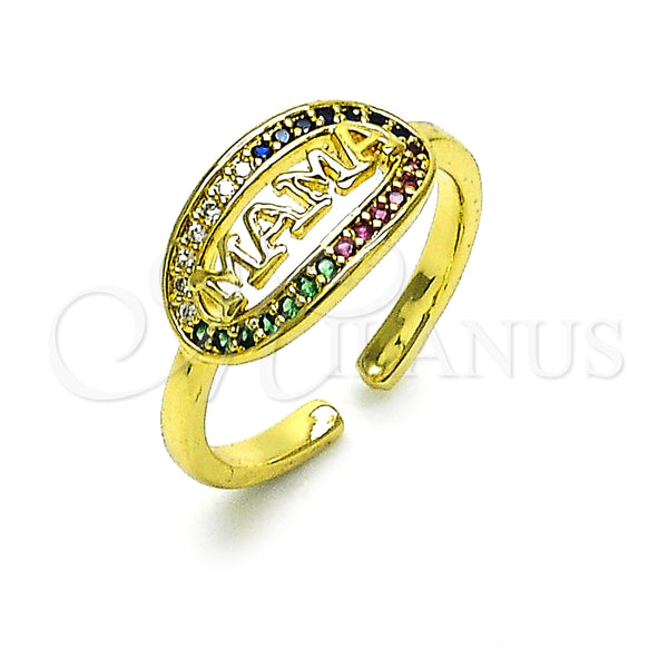 Anillo Multi Piedra 01.341.0139 Oro Laminado, Diseño de Mama, con Multicolor Micro Pave, Pulido, Tono Dorado (One size fits all)