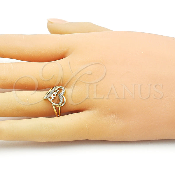 Anillo Multi Piedra 01.341.0140 Oro Laminado, Diseño de Mama, con Blanca Micro Pave, Pulido, Tono Dorado (One size fits all)