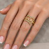 Anillo Multi Piedra 01.341.0140 Oro Laminado, Diseño de Mama, con Micro Pave Blanca, Pulido, Tono Dorado (Talla Unica)
