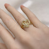 Anillo Multi Piedra 01.341.0140 Oro Laminado, Diseño de Mama, con Blanca Micro Pave, Pulido, Tono Dorado (One size fits all)