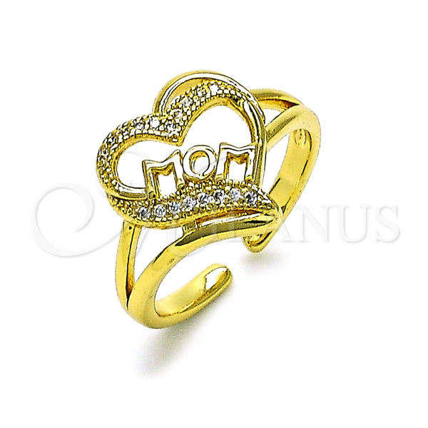 Anillo Multi Piedra 01.341.0140 Oro Laminado, Diseño de Mama, con Blanca Micro Pave, Pulido, Tono Dorado (One size fits all)