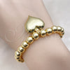 Pulsera Elegante 03.341.0217.07 Oro Laminado, Diseño de Corazón y Bola, Pulido, Tono Dorado (08 MM Thickness, 7 Inches Length)