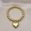 Pulsera Elegante 03.341.0217.07 Oro Laminado, Diseño de Corazón y Bola, Pulido, Tono Dorado (08 MM Thickness, 7 Inches Length)