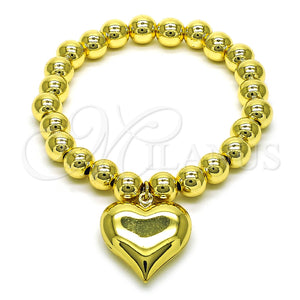 Pulsera Elegante 03.341.0217.07 Oro Laminado, Diseño de Corazón y Bola, Pulido, Tono Dorado (08 MM Thickness, 7 Inches Length)