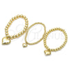 Pulsera Elegante 03.341.0217.07 Oro Laminado, Diseño de Corazón y Bola, Pulido, Tono Dorado (08 MM Thickness, 7 Inches Length)