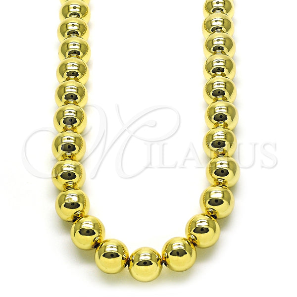 Gargantilla Elegante 03.341.0192.18 Oro Laminado, Diseño de Bola y Hueco, Pulido, Tono Dorado (10 MM Thickness, 18 Inches Length)