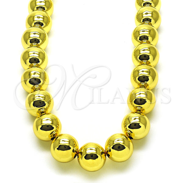 Gargantilla Elegante 04.341.0115.18 Oro Laminado, Diseño de Bola y Hueco, Pulido, Tono Dorado (14 MM Thickness, 18 Inches Length)