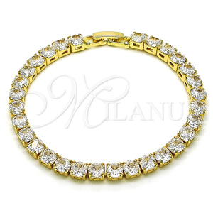 Pulsera Tennis 03.283.0387.07 Oro Laminado, Diseño de Cluster, con Zirconia Cubica Blanca, Pulido, Tono Dorado (Grosor 05 MM, 7 Pulgadas de Largo)