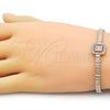 Pulsera Tennis 03.283.0389.07 Oro Laminado, Diseño de Baguette y Cluster, con Blanca Zirconia Cubica and Blanca Micro Pave, Pulido, Tono Dorado (05 MM Thickness, 7 Inches Length)