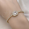 Pulsera Tennis 03.283.0394.07 Oro Laminado, Diseño de Cluster y Baguette, con Blanca Zirconia Cubica, Pulido, Tono Dorado (03 MM Thickness, 7 Inches Length)