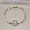 Pulsera Tennis 03.283.0394.07 Oro Laminado, Diseño de Cluster y Baguette, con Blanca Zirconia Cubica, Pulido, Tono Dorado (03 MM Thickness, 7 Inches Length)