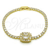 Pulsera Tennis 03.283.0394.07 Oro Laminado, Diseño de Cluster y Baguette, con Blanca Zirconia Cubica, Pulido, Tono Dorado (03 MM Thickness, 7 Inches Length)