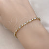 Pulsera Tennis 03.283.0395.07 Oro Laminado, Diseño de Baguette, con Blanca Zirconia Cubica, Pulido, Tono Dorado (03 MM Thickness, 7 Inches Length)