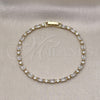 Pulsera Tennis 03.283.0395.07 Oro Laminado, Diseño de Baguette, con Blanca Zirconia Cubica, Pulido, Tono Dorado (03 MM Thickness, 7 Inches Length)