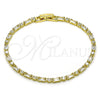 Pulsera Tennis 03.283.0395.07 Oro Laminado, Diseño de Baguette, con Blanca Zirconia Cubica, Pulido, Tono Dorado (03 MM Thickness, 7 Inches Length)