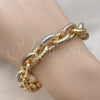 Pulsera Elegante 03.331.0221.1.09 Oro Laminado, Diseño de Rolo, Diamantado, Tres Tonos (13 MM Thickness, 9 Inches Length)