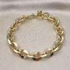 Pulsera Elegante 03.331.0234.09 Oro Laminado, Diseño de Rolo, Pulido, Tono Dorado (12 MM Thickness, 9 Inches Length)