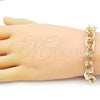 Pulsera Elegante 03.331.0235.09 Oro Laminado, Diseño de Rolo, Pulido, Tono Dorado (13 MM Thickness, 9 Inches Length)