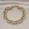 Pulsera Elegante 03.331.0235.09 Oro Laminado, Diseño de Rolo, Pulido, Tono Dorado (13 MM Thickness, 9 Inches Length)