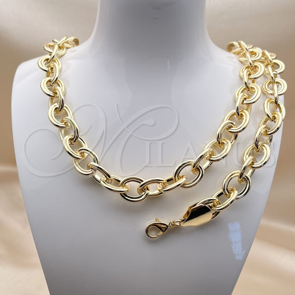 Collar y Pulsera 06.331.0001 Oro Laminado, Diseño de Rolo, Pulido, Tono Dorado