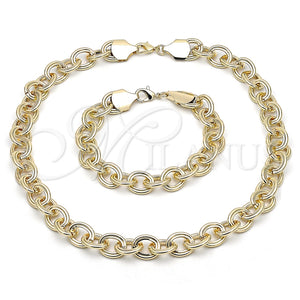 Collar y Pulsera 06.331.0001 Oro Laminado, Diseño de Rolo, Pulido, Tono Dorado