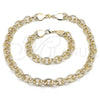 Collar y Pulsera 06.331.0001 Oro Laminado, Diseño de Rolo, Pulido, Tono Dorado