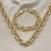 Collar y Pulsera 06.331.0002 Oro Laminado, Diseño de Rolo, Diamantado, Tono Dorado