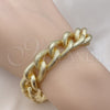 Pulsera Elegante 03.331.0236.09 Oro Laminado, Diseño de Miami Cubana, Diamantado, Tono Dorado (14 MM Thickness, 9 Inches Length)