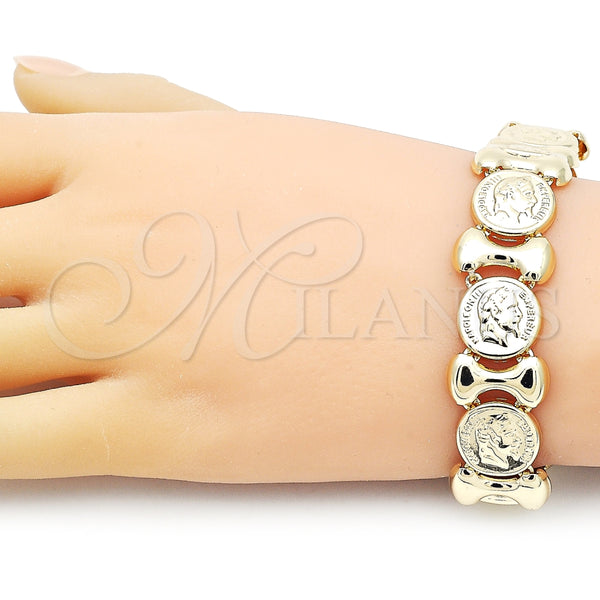 Pulsera Elegante 03.331.0238.09 Oro Laminado, Diseño de Besos y Abrazos, Pulido, Tono Dorado (18 MM Thickness, 9 Inches Length)
