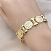 Pulsera Elegante 03.331.0238.09 Oro Laminado, Diseño de Besos y Abrazos, Pulido, Tono Dorado (18 MM Thickness, 9 Inches Length)