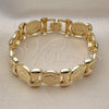 Pulsera Elegante 03.331.0238.09 Oro Laminado, Diseño de Besos y Abrazos, Pulido, Tono Dorado (18 MM Thickness, 9 Inches Length)