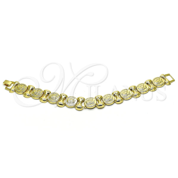 Pulsera Elegante 03.331.0238.09 Oro Laminado, Diseño de Besos y Abrazos, Pulido, Tono Dorado (18 MM Thickness, 9 Inches Length)