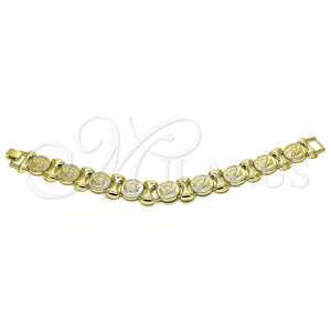 Pulsera Elegante 03.331.0238.09 Oro Laminado, Diseño de Besos y Abrazos, Pulido, Tono Dorado (18 MM Thickness, 9 Inches Length)