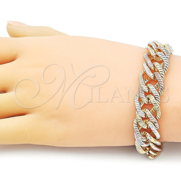Pulsera Básica 03.331.0186.1.09 Oro Laminado, Diamantado, Tres Tonos (15 MM Thickness, 9 Inches Length)