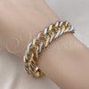 Pulsera Básica 03.331.0186.1.09 Oro Laminado, Diamantado, Tres Tonos (15 MM Thickness, 9 Inches Length)