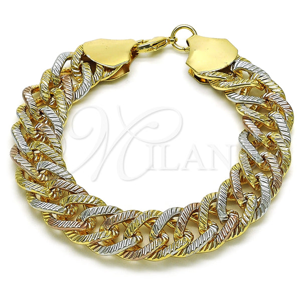 Pulsera Básica 03.331.0186.1.09 Oro Laminado, Diamantado, Tres Tonos (15 MM Thickness, 9 Inches Length)