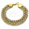 Pulsera Básica 03.331.0186.1.09 Oro Laminado, Diamantado, Tres Tonos (15 MM Thickness, 9 Inches Length)