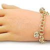 Pulsera de Dije 03.331.0240.08 Oro Laminado, Diseño de Bola y Rolo, Diamantado, Tono Dorado (10 MM Thickness, 8 Inches Length)