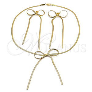Collar y Dije 06.417.0003 Acero Inoxidable, Diseño de Arco y Cola de Raton, Diamantado, Tono Dorado