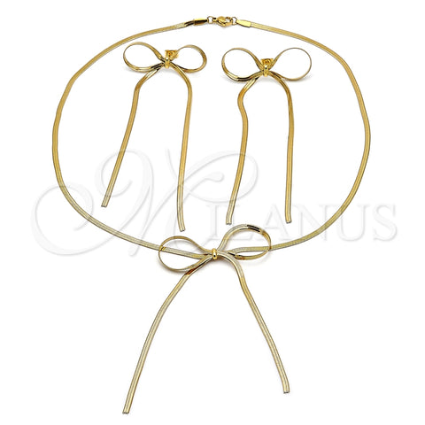 Collar y Dije 06.417.0003 Acero Inoxidable, Diseño de Arco y Cola de Raton, Diamantado, Tono Dorado