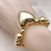 Pulsera Elegante 03.341.0219.08 Oro Laminado, Diseño de Corazón y Bola, Pulido, Tono Dorado (12 MM Thickness, 8 Inches Length)