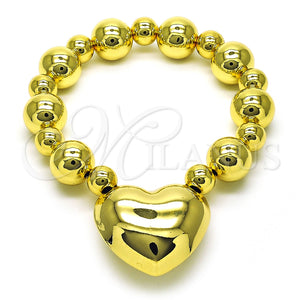 Pulsera Elegante 03.341.0219.08 Oro Laminado, Diseño de Corazón y Bola, Pulido, Tono Dorado (12 MM Thickness, 8 Inches Length)