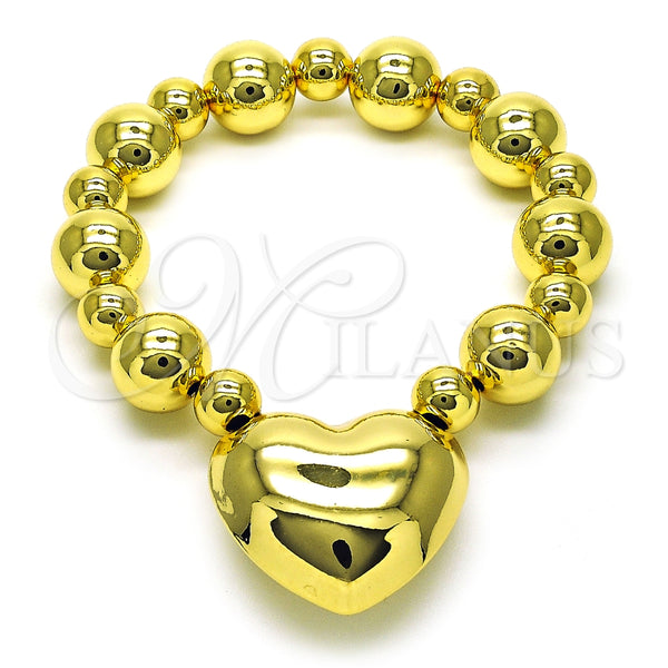Pulsera Elegante 03.341.0219.08 Oro Laminado, Diseño de Corazón y Bola, Pulido, Tono Dorado (12 MM Thickness, 8 Inches Length)