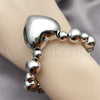 Pulsera Elegante 03.341.0219.1.08 Rodio Laminado, Diseño de Corazón y Bola, Pulido, Rodinado (Grosor 12 MM, 8 Pulgadas de Largo)
