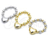 Pulsera Elegante 03.341.0219.1.08 Rodio Laminado, Diseño de Corazón y Bola, Pulido, Rodinado (Grosor 12 MM, 8 Pulgadas de Largo)