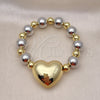 Pulsera Elegante 03.341.0219.2.08 Oro Laminado, Diseño de Corazón y Hueco, Pulido, Dos Tonos (12 MM Thickness, 8 Inches Length)